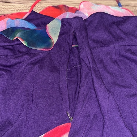 EXPRESS purple tank top with red and green ruffle - Picture 11 of 14
